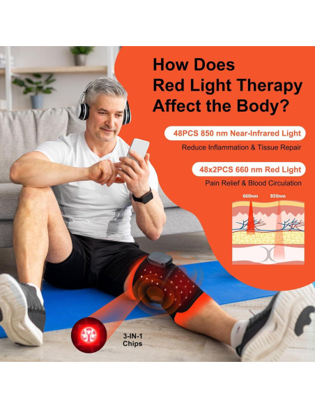 Masajeador de Rodilla Inalámbrico con Luz Roja 660nm/850nm