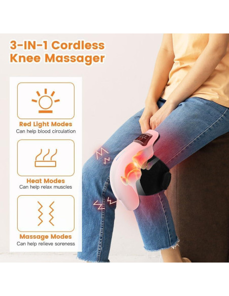 Masajeador de Rodilla Inalámbrico PRURYE 2025 con Calor y Luz Roja