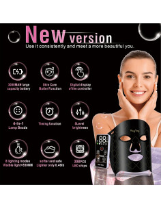 Máscara de Terapia de Luz LED RockNecko 7 Colores 3000mAh 2