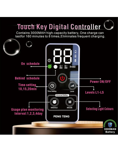 Máscara de Terapia de Luz LED RockNecko 7 Colores 3000mAh