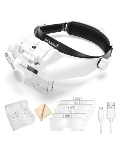 Lupa de diadema Dilzekui con luz y 6 lentes 1X-14X