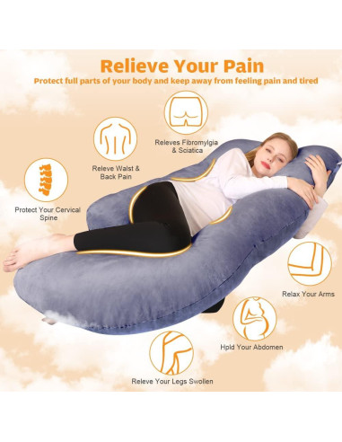 Almohada de Embarazo Chilling Home 58" (147 cm) U Gris