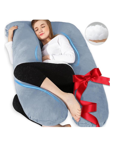 Almohada de Embarazo Chilling Home 139,7 cm Terciopelo Gris