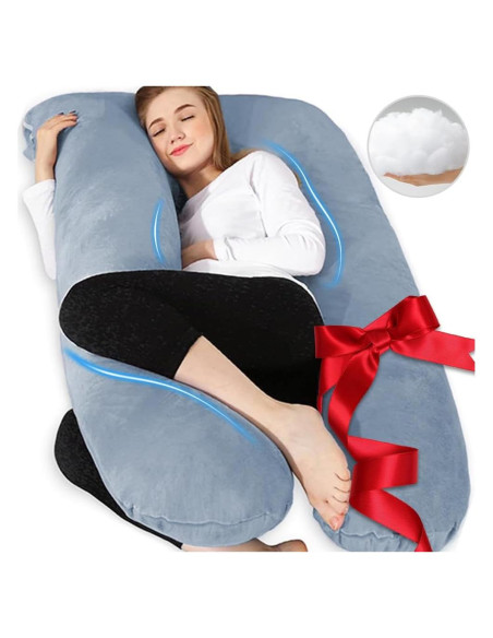 Almohada de Embarazo Chilling Home 139,7 cm Terciopelo Gris