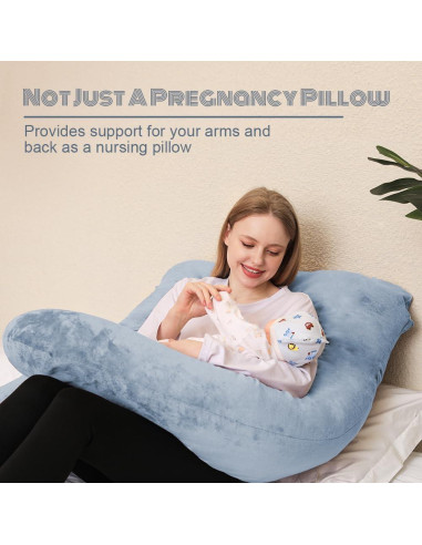 Almohada de Embarazo Chilling Home 139,7 cm Terciopelo Gris