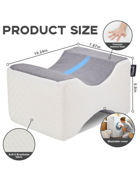 Almohada para Rodilla y Pierna Cooloo8 - Espuma Viscoelástica Gris