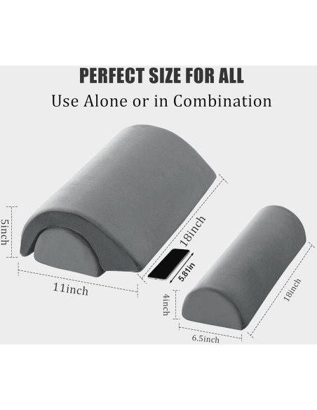 Almohada Semicircular ROYALAY para Piernas y Espalda - Gris