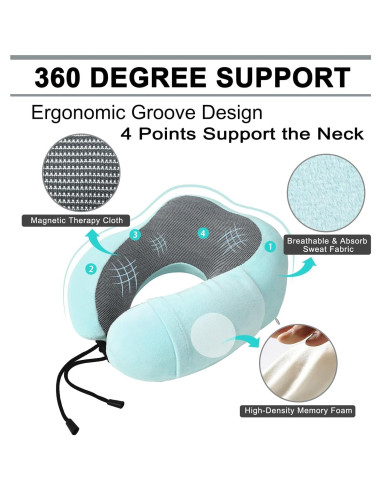 Juego de Almohada y Manta de Viaje Urnexttour Azul Verde