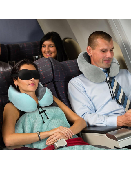 Juego de Almohada y Manta de Viaje Urnexttour Azul Verde