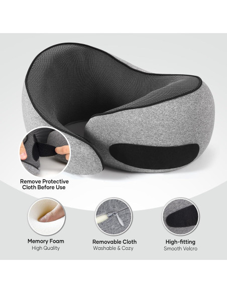 Almohada de Viaje NOCRLG G1 Espuma de Memoria Gris