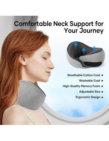 Almohada de Viaje NOCRLG G1 Espuma de Memoria Gris