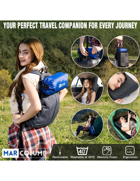 Almohada de Viaje Marcolumb Espuma Viscoelástica Gris