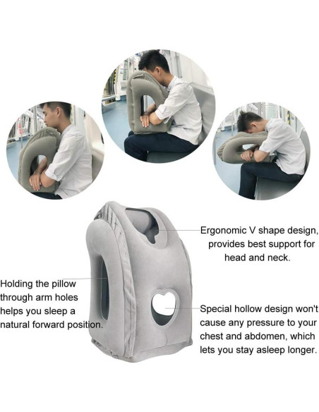 Almohada de Viaje Inflable SmartDer con Soporte para Cuello