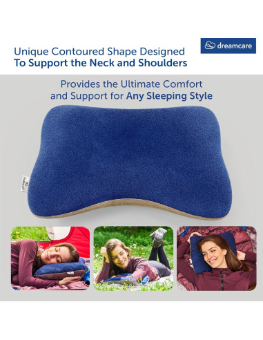 Almohada de Camping Dreamcare Mediana Espuma Viscoelástica Azul