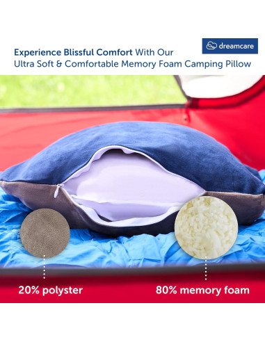 Almohada de Camping Dreamcare Mediana Espuma Viscoelástica Azul
