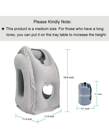 Almohada de Viaje Inflable SmartDer con Soporte para Cuello
