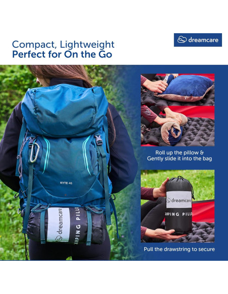 Almohada de Camping Dreamcare Mediana Espuma Viscoelástica Azul