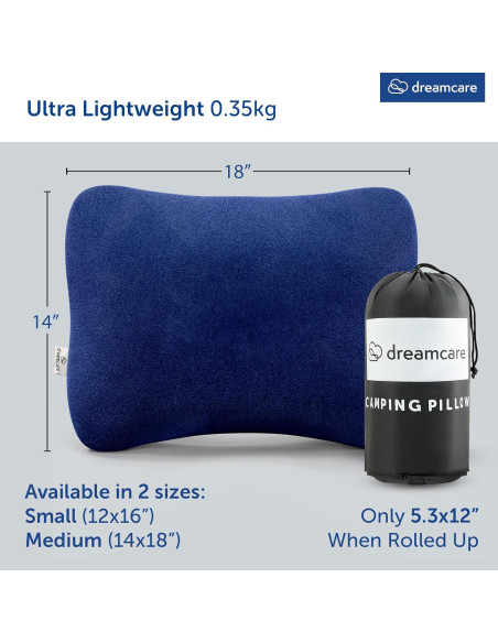 Almohada de Camping Dreamcare Mediana Espuma Viscoelástica Azul