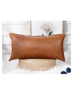 Funda Almohada Lumbar Cuero Sintético NUYECY 35x50cm Marrón