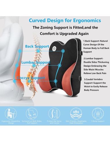 Almohada Soporte Lumbar ANTETOKO Espuma Memoria Negra