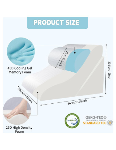 Almohada en cuña ortopédica VMFKPNR ajustable 15 en 1