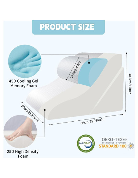 Almohada en cuña ortopédica VMFKPNR ajustable 15 en 1