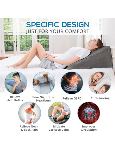 Cojín en cuña Sasttie de espuma viscoelástica 30 cm gris