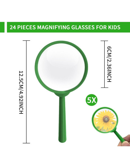 24 Lentes de Aumento Coloridos IRCHLYN 5X para Niños