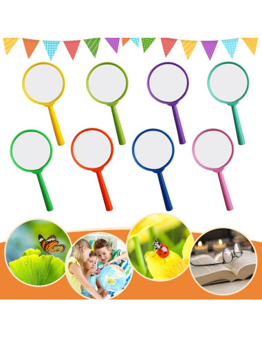 24 Lentes de Aumento Coloridos IRCHLYN 5X para Niños