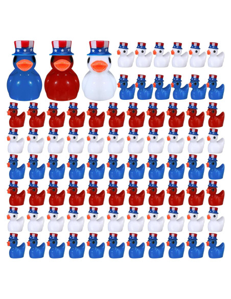 100 Mini Patos de Resina Patrióticos Memorywuu 9x9 cm