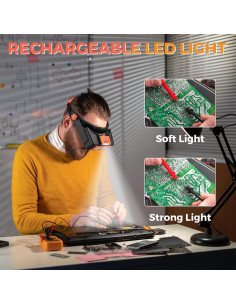 Lupa de Cabeza COYLAPY con Luz LED 1.5X-3.5X 4 Lentes 2