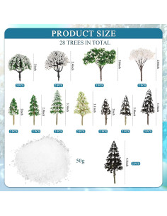 28 Árboles Miniatura Nevados Canlierr para Diorama y Manualidades 2