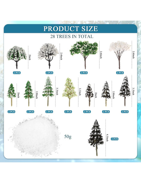 28 Árboles Miniatura Nevados Canlierr para Diorama y Manualidades