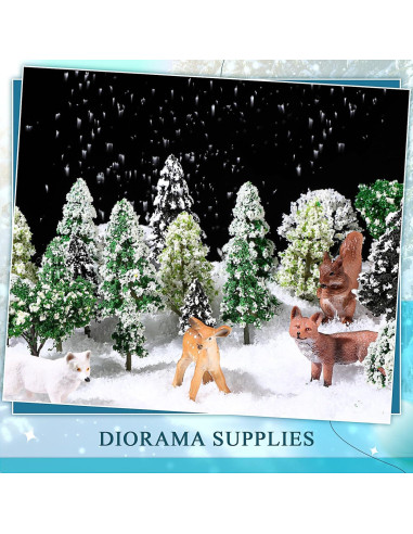28 Árboles Miniatura Nevados Canlierr para Diorama y Manualidades