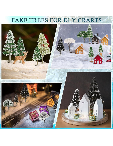 28 Árboles Miniatura Nevados Canlierr para Diorama y Manualidades