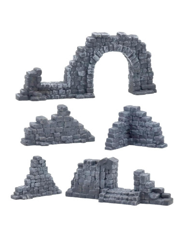 Conjunto de Paredes de Piedra Arruinadas Warmtree - Escenografía 28mm