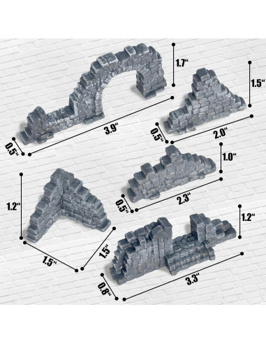 Conjunto de Paredes de Piedra Arruinadas Warmtree - Escenografía 28mm