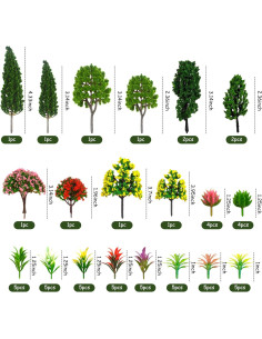 60 Piezas Mini Árboles y Plantas Falsas para Diorama DIY 2