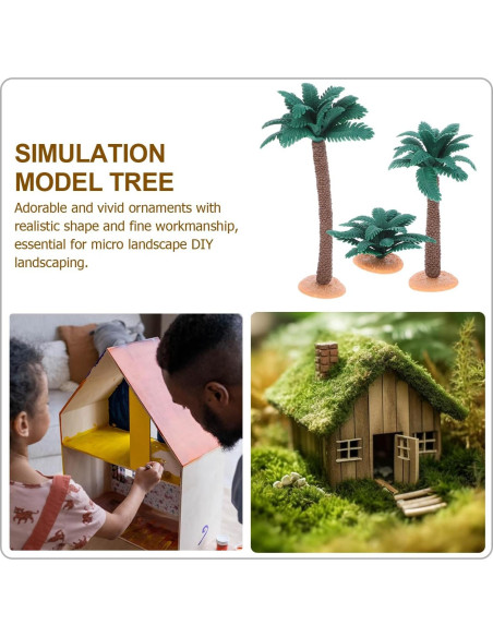 Juego de 3 Palmeras Miniatura Artificiales Tofficu 9cm