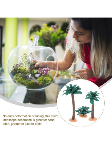 Juego de 3 Palmeras Miniatura Artificiales Tofficu 9cm