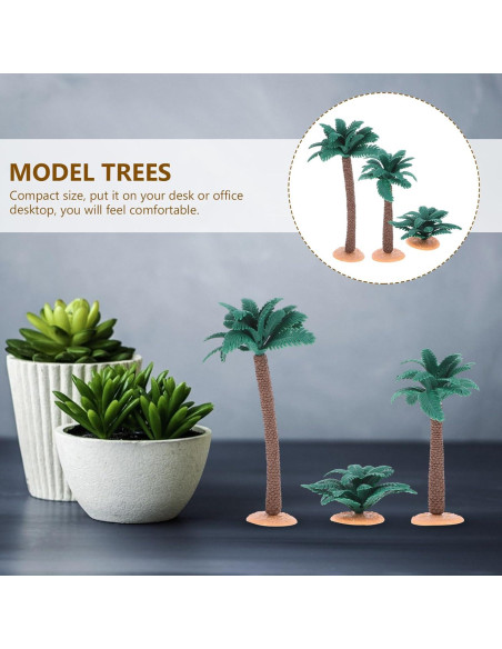 Juego de 3 Palmeras Miniatura Artificiales Tofficu 9cm