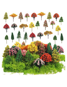 28 Piezas Mini Árboles Plásticos Canlierr para Diorama 4-8 cm