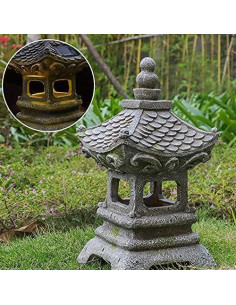 Estatua de Jardín Pagoda Zen Solar Aloak 35 cm Decorativa 2