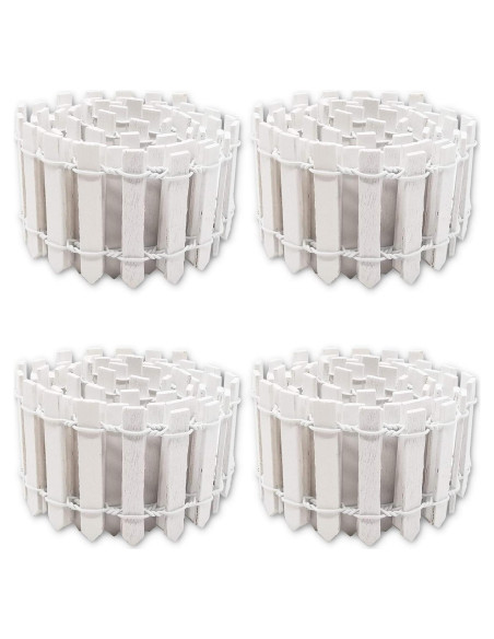 4 Piezas Cerca de Jardín Miniatura ROYHOO 89.9x5 cm Blanca