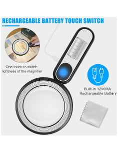 Lupa Recargable Arsir 30X con Luz LED 4.7" para Lectura 2
