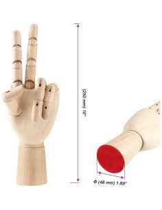 Maniquí de Mano de Madera JOIKIT 25,4 cm con Dedos Flexibles 2