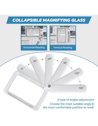 Lupa de Lectura Milerong 4X con Luz LED Recargable Grande