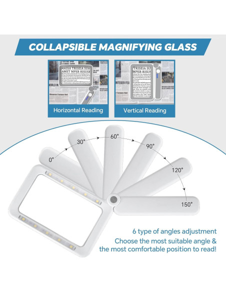 Lupa de Lectura Milerong 4X con Luz LED Recargable Grande