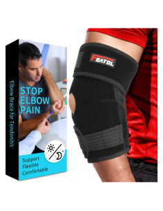 Soporte de Codo Ajustable FEATOL para Tendonitis Negro Grande