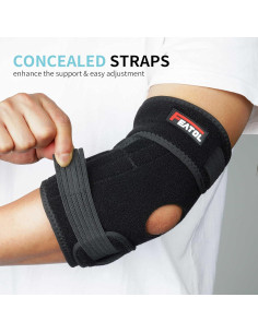 Soporte de Codo Ajustable FEATOL para Tendonitis Negro Grande 2